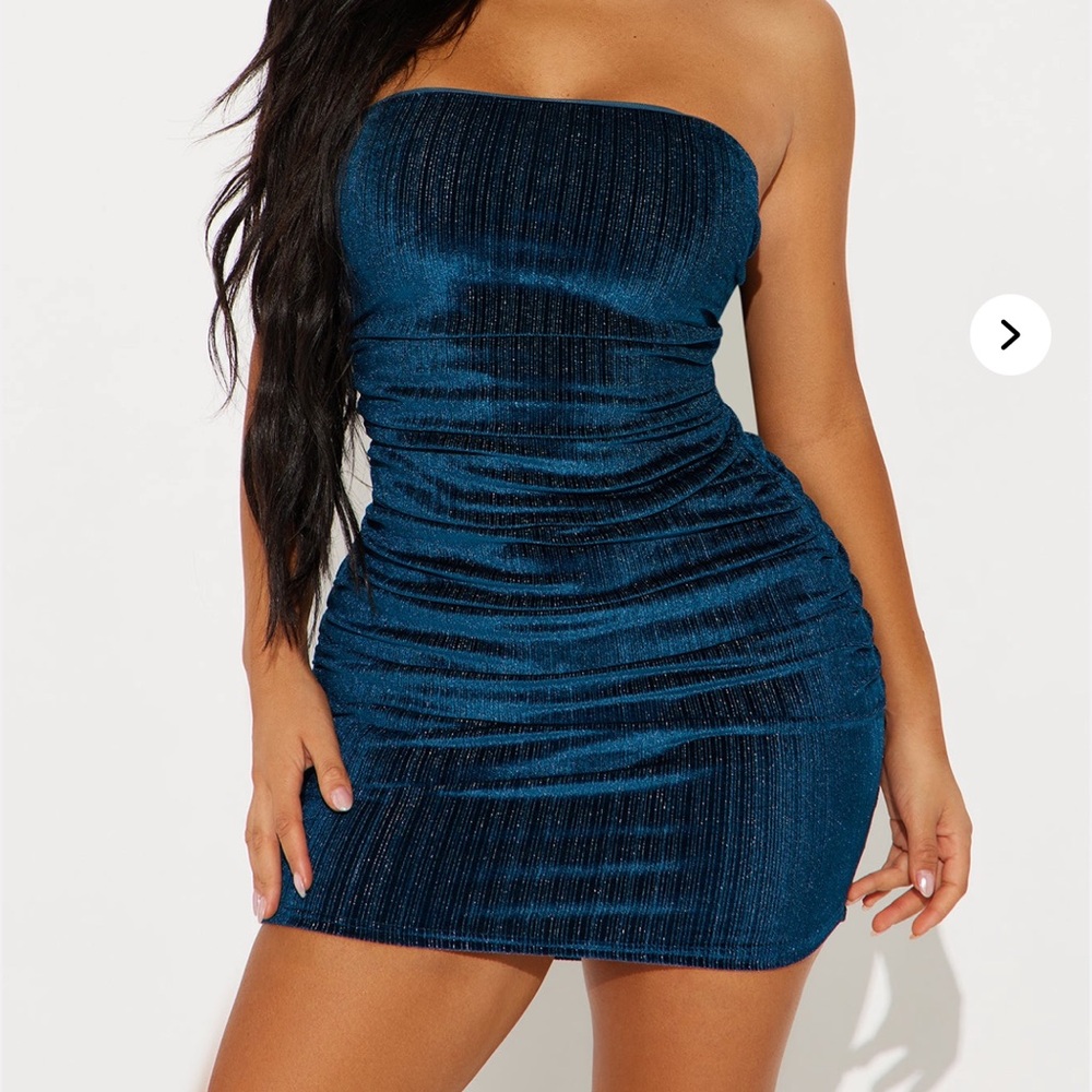 Teal Strapless mini  Dress